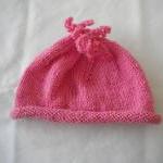Hand Knit Pink Baby Hat