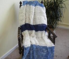 Hand knit mohair wool afghan