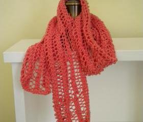 Salmon pink cotton lace scarf